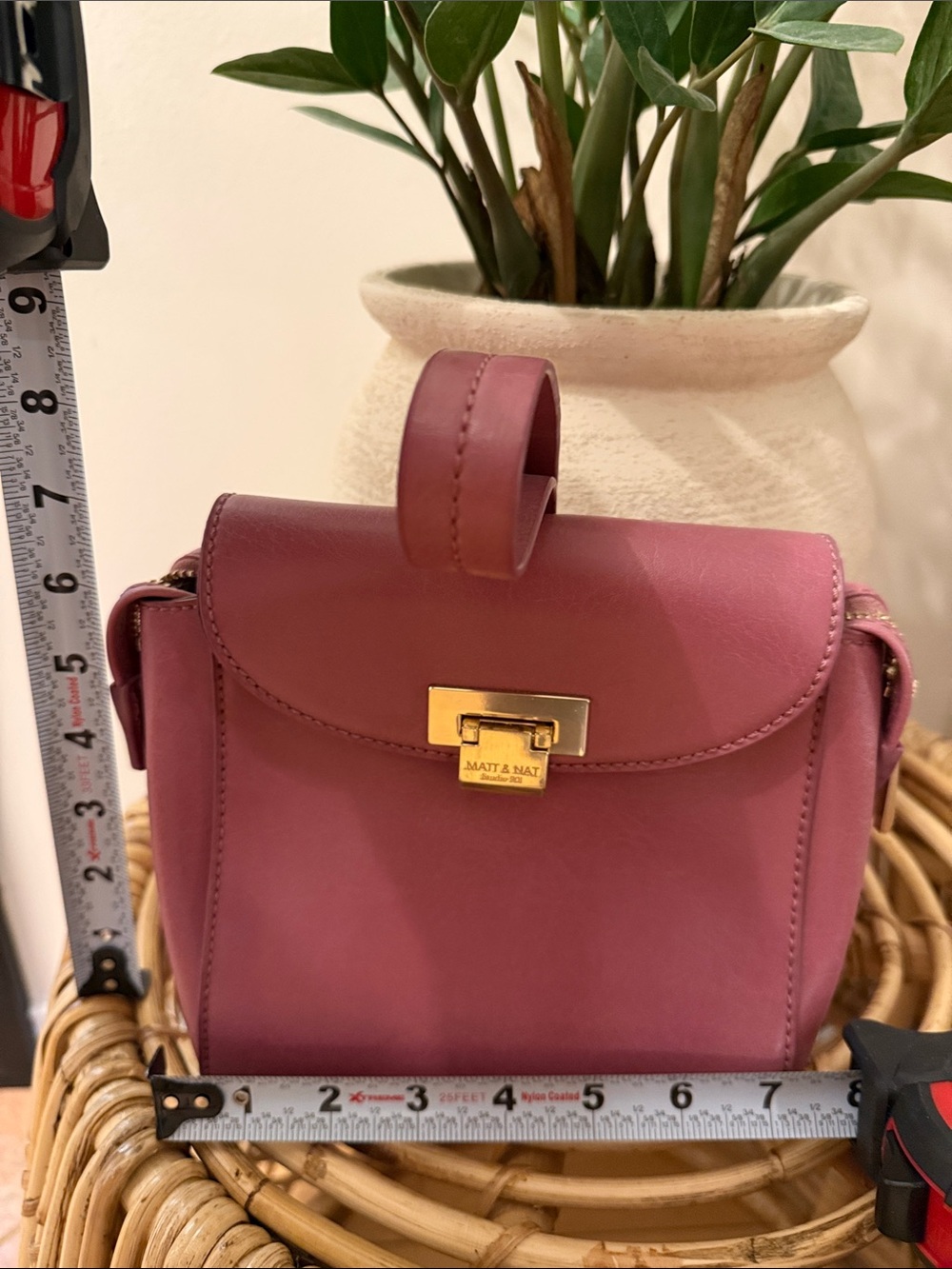 Matt & Nat Dusty Rose Mini Crossbody with Gold-Tone Clasp